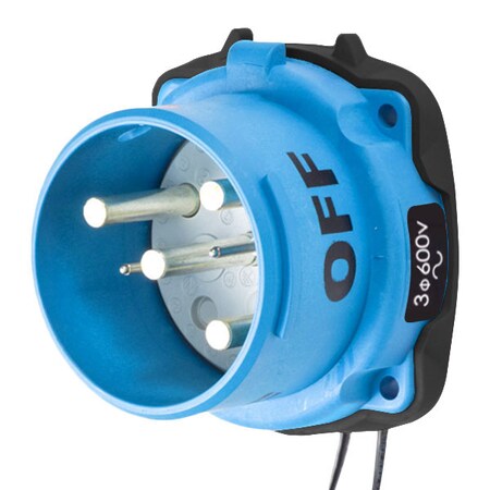Meltric Pin & Sleeve Inlet, 100 A, 600V AC, Three Phase, 3 Pole, Screw Terminals Wire Connection Type Blue 31-68183-K14-972